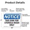 Signmission This Sink For Utensil Wash Only, 10 in W x Rectangle, Aluminum OS-2PACK-NS-A-710-L-16709 - alternate 3